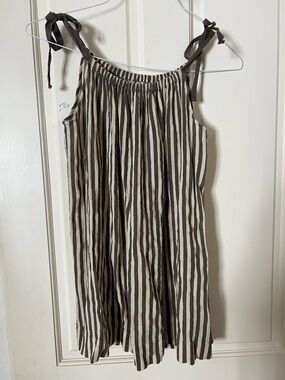 Bonpoint Tie-Shoulder Sundress in Grey and beige